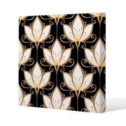 Benjamin Tate Design Black& Gold Floral Pattern (Canvas Print) / 90 x 90 x 4cm in Natural - Size: 90 x 90 x 4 cm - thumbnail 1