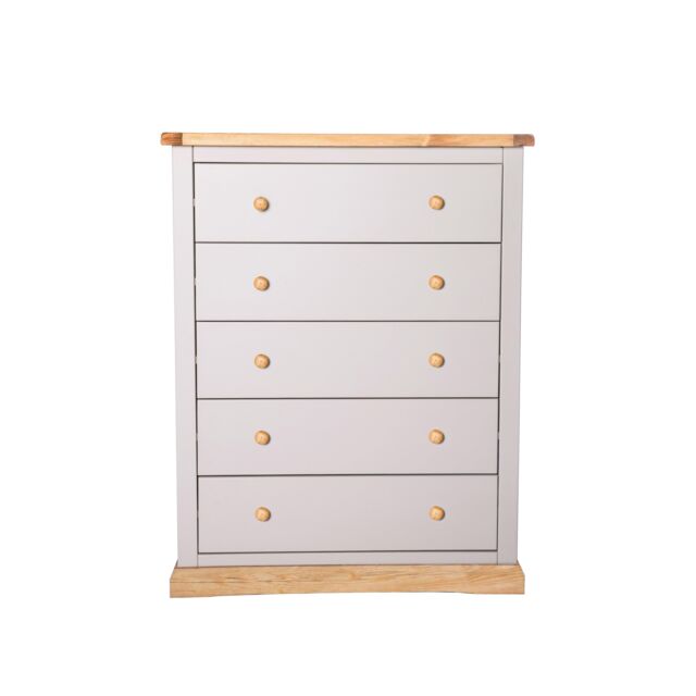 Cabinet Bits Bomporto 5 Drawer Chest of Drawers Wood Knob in Light Grey - image 1