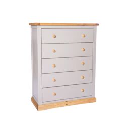Cabinet Bits Bomporto 5 Drawer Chest of Drawers Wood Knob in Light Grey - thumbnail 2