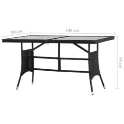 Berkfield Home Garden Table Black 140x80x74 cm Poly Rattan - Size: 140 x 80 x 74 cm - thumbnail 6