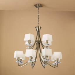 Netlighting Akira Pendant 2 Tier 12 Light E14 Antique Brass With Cream Shades - thumbnail 2