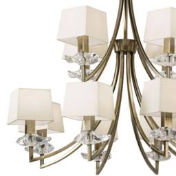 Netlighting Akira Pendant 2 Tier 12 Light E14 Antique Brass With Cream Shades - thumbnail 3