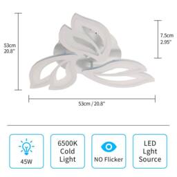 Pheashine Modern Acrylic LED Ceiling Light 40W White, 6500K, Living Room, Indoor in White - thumbnail 4