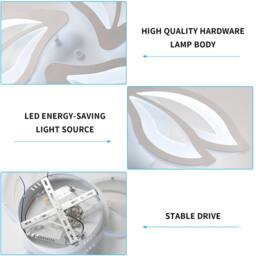 Pheashine Modern Acrylic LED Ceiling Light 40W White, 6500K, Living Room, Indoor in White - thumbnail 5