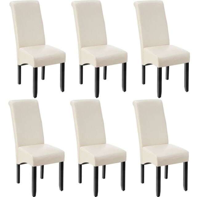 tectake Dining Chair Set Of 4 - Cream - Size: 4 Pack - image 1