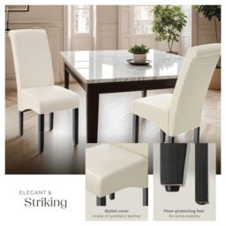 tectake Dining Chair Set Of 4 - Cream - Size: 4 Pack - thumbnail 4