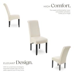 tectake Dining Chair Set Of 4 - Cream - Size: 4 Pack - thumbnail 3