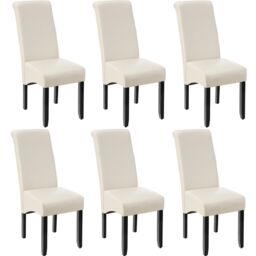 tectake Dining Chair Set Of 4 - Cream - Size: 4 Pack - thumbnail 1