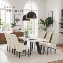 tectake Dining Chair Set Of 4 - Cream - Size: 4 Pack - thumbnail 8