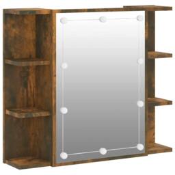 Berkfield Home Mirror Cabinet with LED Smoked Oak 70x16.5x60 cm in Brown - thumbnail 2