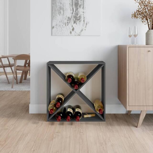 Berkfield Home Beautiful Wine Cabinet Grey 62x25x62 cm Solid Wood Pine - Size: 62 x 25 x 62 cm - image 1
