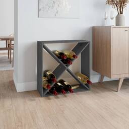 Berkfield Home Beautiful Wine Cabinet Grey 62x25x62 cm Solid Wood Pine - Size: 62 x 25 x 62 cm - thumbnail 2