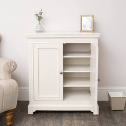 Melody Maison Slimline Two Door Shoe Cabinet With 3 Shelves - Daventry Ivory Range - thumbnail 3
