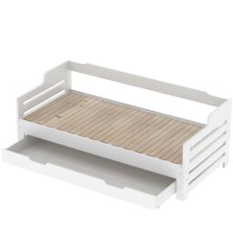 AKA 3ft Daybed Trundle & Drawer Cabin Bed Guest Bed Sofa in White - Size: Single - thumbnail 4
