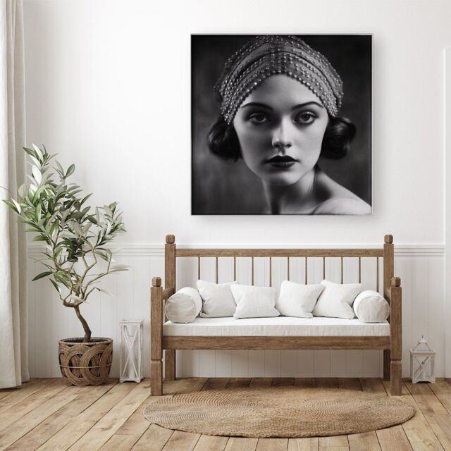 "Warren Reed - Designer Edwardian Ballerina Portrait Canvas in Black - Size: W30"" x H30""" - image 1