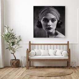 "Warren Reed - Designer Edwardian Ballerina Portrait Canvas in Black - Size: W30"" x H30""" - thumbnail 1