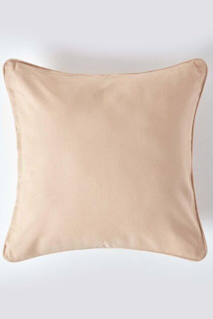 Homescapes Cotton Plain Cushion Cover in Beige - Size: 60 cm x 60 cm - image 1