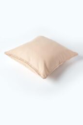 Homescapes Cotton Plain Cushion Cover in Beige - Size: 60 cm x 60 cm - thumbnail 3