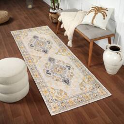 Livabliss Floransa-Vintage Beige Grey Blue Yellow Traditional Boho Living Rug - Size: 160 cm x 215 cm - thumbnail 8
