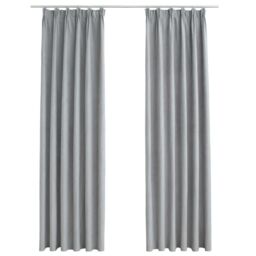 Berkfield Home Blackout Curtains with Hooks 2 pcs Grey 140x225 cm - thumbnail 2