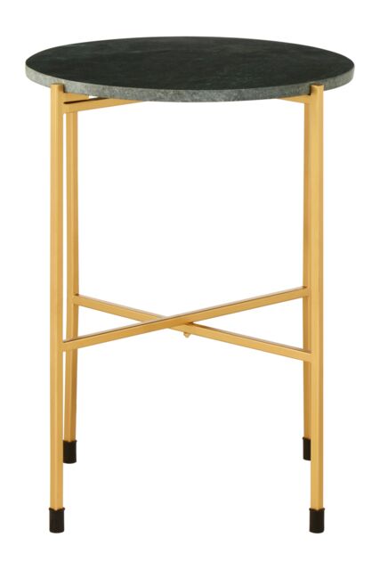 Orsina Large Green Marble Top Side Table, Round Table With Lattice Base, Warm Gold Finish Sitting Room Small Table - image 1