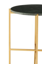Orsina Large Green Marble Top Side Table, Round Table With Lattice Base, Warm Gold Finish Sitting Room Small Table - thumbnail 3