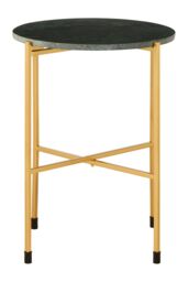 Orsina Large Green Marble Top Side Table, Round Table With Lattice Base, Warm Gold Finish Sitting Room Small Table