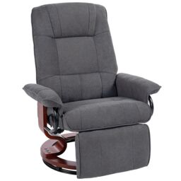 HOMCOM Manual Recliner Swivel Reclining Chair with Footrest Armrests Grey - Size: Armchair - thumbnail 2