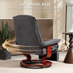 HOMCOM Manual Recliner Swivel Reclining Chair with Footrest Armrests Grey - Size: Armchair - thumbnail 6