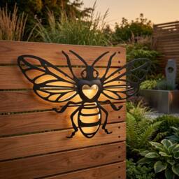 Garden Greatness Lunaria Bumble Bee Motif Solar Wall Art - thumbnail 1