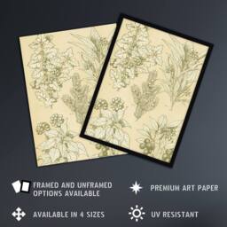 Artery8 Leaves From Nature No 7 Botanical Jones Vintage Framed Wall Art Print in Beige - Size: A4 - thumbnail 2