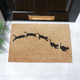 Artsy Mats Jumping Cats Doormat (60 x 40cm) in Brown - Size: 40 cm x 60 cm - thumbnail 1