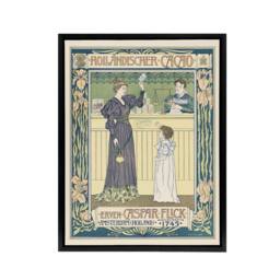 "Artery8 Hollandischer Cacao Advert Framed Canvas Wall Art Print Georg van Caspel in Yellow - Size: W12"" x H16""" - thumbnail 1