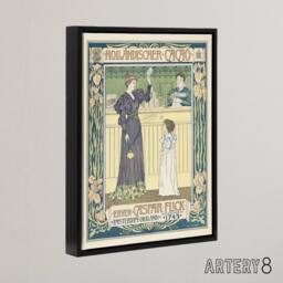 "Artery8 Hollandischer Cacao Advert Framed Canvas Wall Art Print Georg van Caspel in Yellow - Size: W12"" x H16""" - thumbnail 2