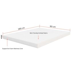 Sliding Wardrobes 4U High Density Hard Foam Mattress - Single 90cmx190cm in White - thumbnail 8