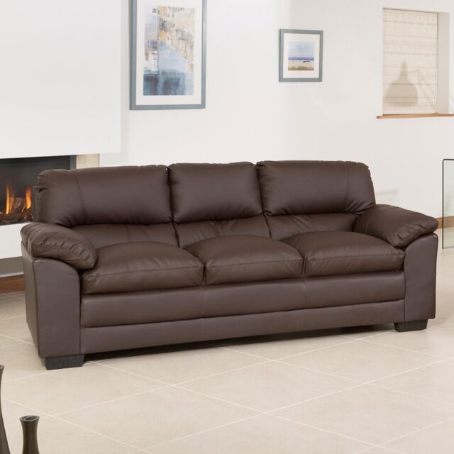 Artemis Home Genoa 3 Seat Sofa in Brown - image 1
