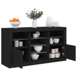 Berkfield Home Sideboard with LED Lights Black 123x37x67 cm - Size: 123 x 37 x 67 cm - thumbnail 2