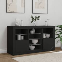 Berkfield Home Sideboard with LED Lights Black 123x37x67 cm - Size: 123 x 37 x 67 cm - thumbnail 1