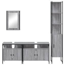 Berkfield Home 4 Piece Bathroom Furniture Set Grey Sonoma Engineered Wood - thumbnail 6