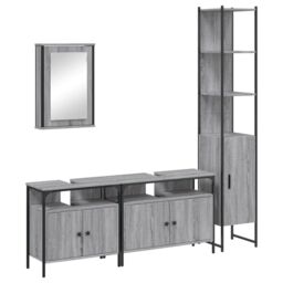 Berkfield Home 4 Piece Bathroom Furniture Set Grey Sonoma Engineered Wood - thumbnail 2