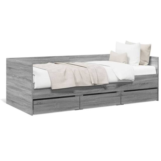 Berkfield Home Daybed with Drawers without Mattress Grey Sonoma 90x200 cm - image 1