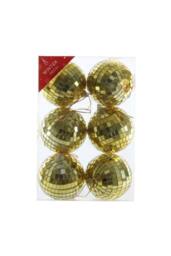 KDMD Gold Disco Ball Baubles 8cm 6 Pack - thumbnail 2