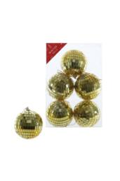 KDMD Gold Disco Ball Baubles 8cm 6 Pack - thumbnail 4
