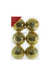 KDMD Gold Disco Ball Baubles 8cm 6 Pack