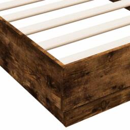 Berkfield Home Bed Frame without Mattress Smoked Oak 90x190 cm Single Engineered Wood in Brown - thumbnail 7