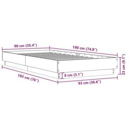 Berkfield Home Bed Frame without Mattress Smoked Oak 90x190 cm Single Engineered Wood in Brown - thumbnail 9