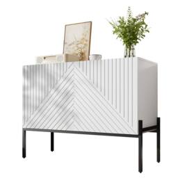 ModernLuxe Sideboard cabinet with 2 doors & metal legs storage in White - thumbnail 8