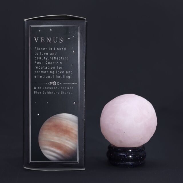 KDMD Rose Quartz Planet on a Sola Goldstone Stand (VENUS) in Pink - image 1