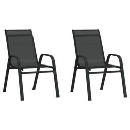 Berkfield Home Stackable Garden Chairs 2 pcs Black Textilene Fabric