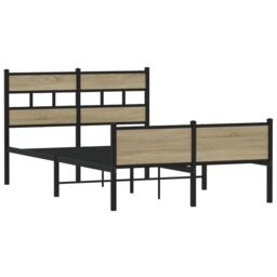 Berkfield Home Bed Frame without Mattress Sonoma Oak 120x190 cm Small Double Engineered Wood in Brown - thumbnail 3